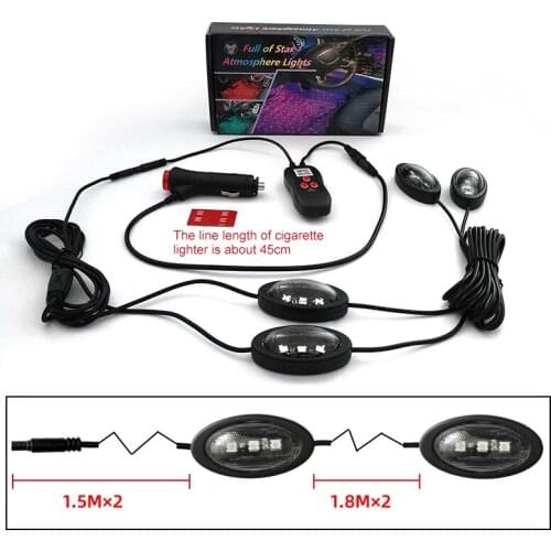 Car Led Atmosphere Lights Full Of Stars APP Wireless Remote Sound Control Multiple Modes Colorful RGB Sound-controlled Lights