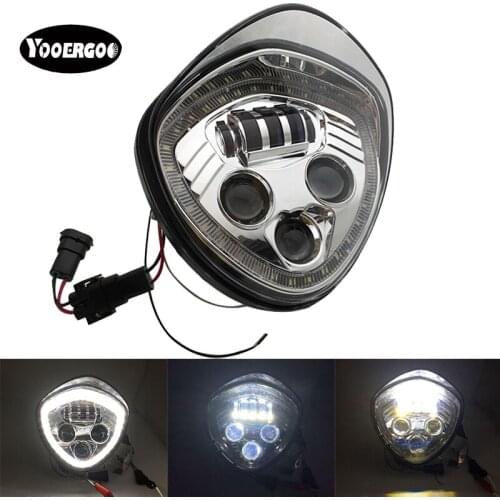 Black /Chrome Angel Eye LED Headlight For 10-16 Victory Motorcycle Cruisers Cross Road Country