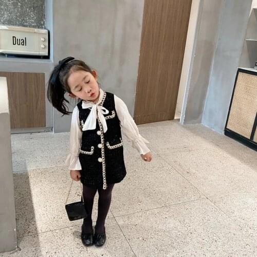 Spring Autumn Girls Blouse Dress Baby Dress Kids Vestidos Children Brand Clothes Gunny Check Floral Cuff Bow Girl Dress 2-7T