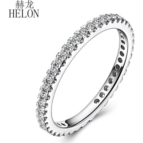 HELON 1.5mm Wide Band Solid 10K White Gold VV/DEF 0.33CT Lab Grown Moissanite Diamond Engagement Wedding Ring Women Jewelry Ring