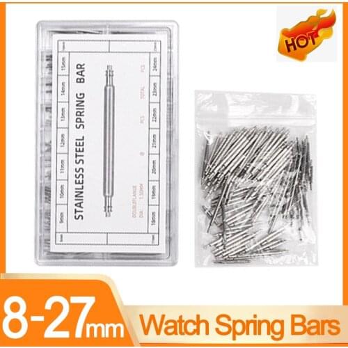 Quality 8mm-27mm Watch band Spring Bars Stainless Steel Spring Pins Bracelet Repair Tools Strap Link Pin Watchband Accessories