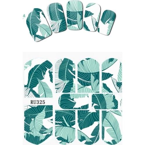 UPRETTEGO NAIL ART BEAUTY WATER DECAL SLIDER NAIL STICKER TROPICAL FLOWER BANANA TREE BANBOO LEAF RU325-330