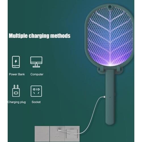 2 In 1 Electric Mosquito Swatter Trap Mosquito Killer Lamp 4000v Bug Zapper Usb Rechargeable Insect Killer Racket Pest Control