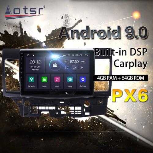 For Mitsubishi Lancer Android Radio Video tape recorder 2007 - 2015 Car Multimedia Player Stereo PX6 head unit GPS Navi No 2 din