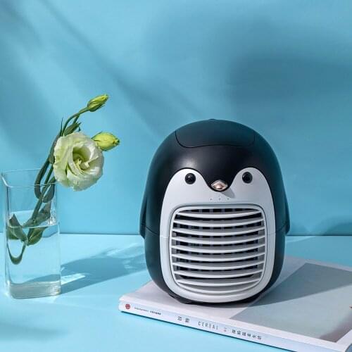Cute Penguin Air Cooling Fan 3 Speeds Control Summer Cooling Conditioner 2000mAh Wireless Rechargeable Water Mist Fan