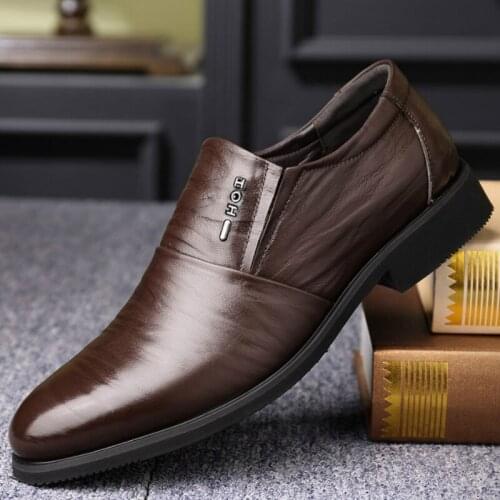QWEDF Men Brogue Dress Shoes Luxury Italian Style Pointed Toe Formal Wedding Casual Lace-Up Plaid Business Leather Shoes D8-66