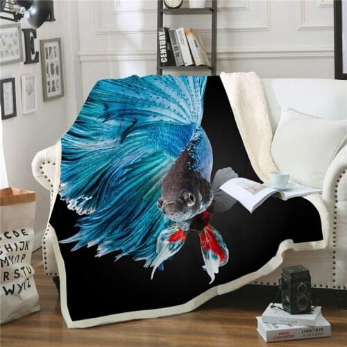 Soft Sherpa Fleece Blanket Fish Animal Plush Blanket Home Travel Fashion Adult Boy Throw Blanket