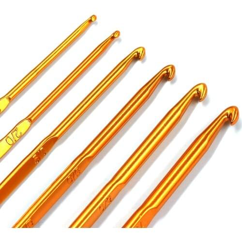 6pcs Mixed Metal Hook Crochet Template Kit Aluminum Knitting Needles For Loom Tool Band DIY Crafts woven Stitching tools
