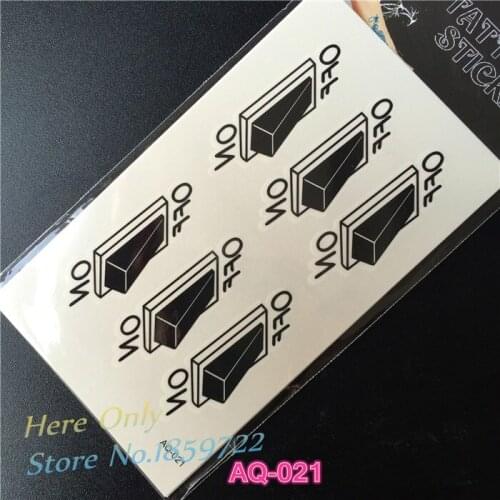 1PC power switch tattoos stickers AQ021 small black temporary waterproof tattoos on off button tatto paste men women body art