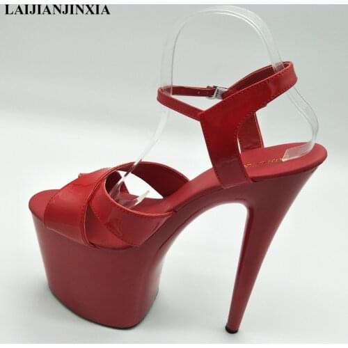 LAIJIANJINXIA 2019 New 17CM high heels womens shoes sexy performance T-color solid fish Super High stiletto Fashion sandals