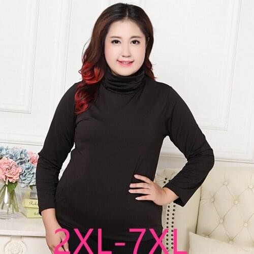 New autumn winter plus size tops for women large long sleeve slim casual elastic high collar velvet T-shirt 4XL 5XL 6XL 7XL 8XL