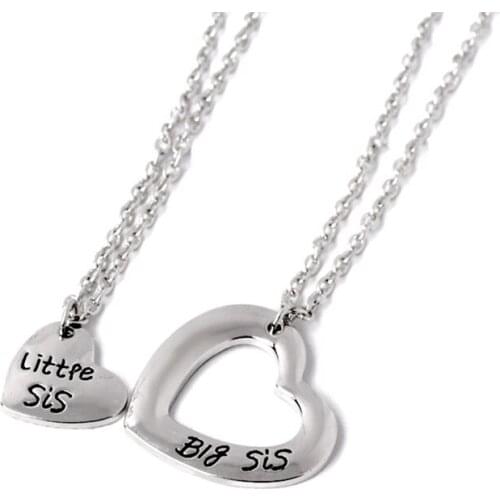 Matching "Little Sister Big Sister" Heart Shape Necklace for Best Friend Fashion Jewelry Gift JETTING New Sister Necklaces