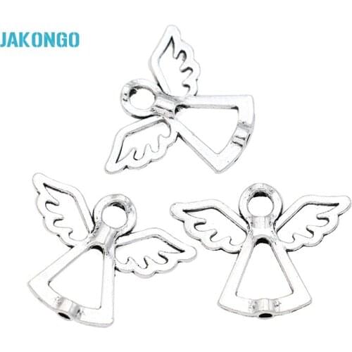 10pcs Antique Silver Plated Fairy Angel Beads Frame Pendants for Bracelet Jewelry Making DIY Handmade Craft 22x28mm