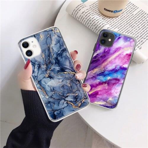 Luxury Art Marble Fashion Painted Phone Case For iPhone 11 12 Pro Max 12 Mini XR XS Max X 7 8 Plus Cute Cartoon Color Back Cover