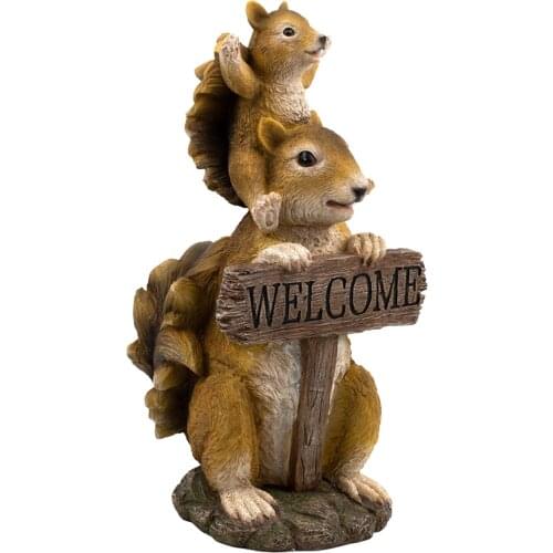 Garden Squirrel Statue Outdoor Indoor Spring Fall Winter Porch Yard Lawn Decoration Figurines Ornaments Hand Painted Sculpture