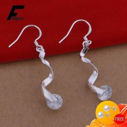 Trendy Earrings for Women 925 Silver Jewelry with Zircon Gemstone Korean Style Drop Earrings Accessories Wedding Party Gift