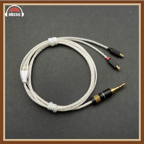Okcsc Headphone Cords A2DC Interface Cable 3 .5mm Plug Upgrade Cable 8 Cores Plated Silver For Audio Tech Ckr100 /Ckr90 /CkS1100