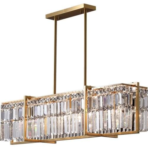 Dining room dining room table lighting creative personality golden Nordic Hong Kong style light luxury crystal chandelier