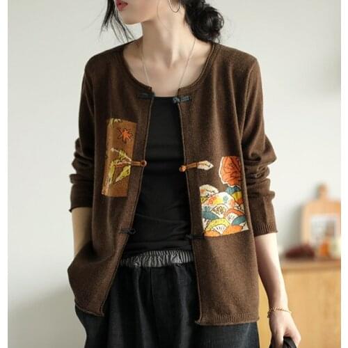 Long Sleeve Sweater Women 2019 Autumn Spring Knit Jacquard Single Breasted Female Loose Women Coat YoYiKamomo