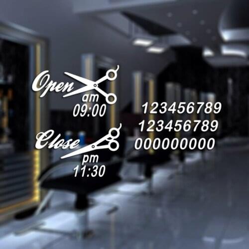 Time Bussness Hour Hair Salon Sticker Hairdresser Decal Barber Posters Vinyl Wall Decals Decor Mural Hair Salon Wall Decal