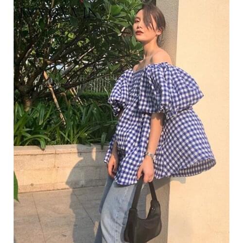 Блузки в клетку Tvvovvin China At AliExpress