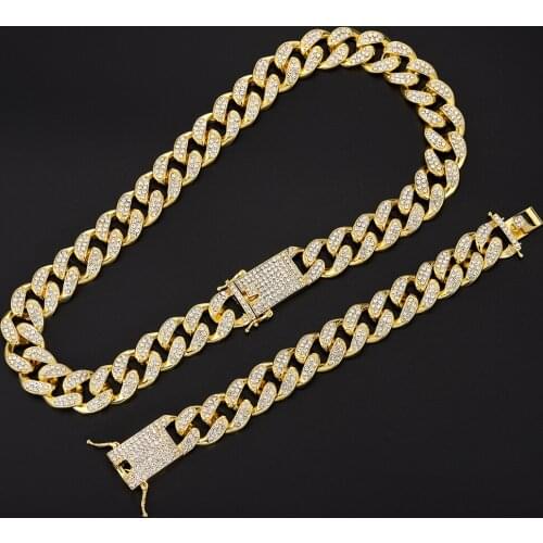 Hip Hop Jewelry Necklaces for Men Women 18MM Silver Color Heavy Full Iced Out Paved Rhinestones Prong Cuban Chain CZ Bling Punk