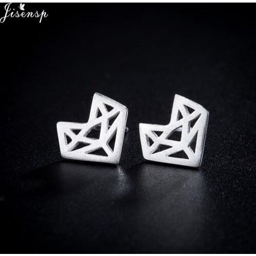 Jisensp Fashion Origami Fox Stud Earrings for Women Simple Jewelry Lovely Animal Earrings Girls Party Gifts pendientes hombre
