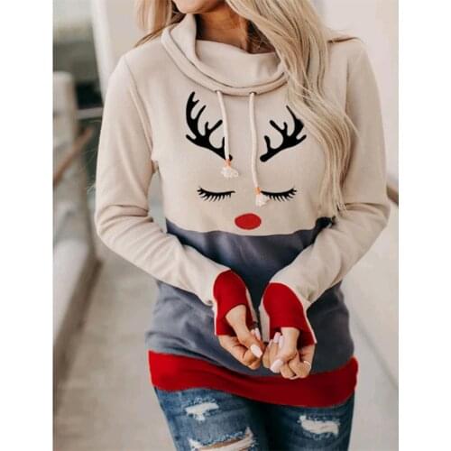 Print Halloween Sweatshirts Woman Hoodies Long Sleeve Top Casual Loose Pullovers Women Clothes Christmas Sweatshirt Female