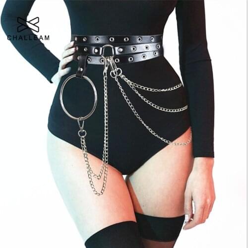 Women Hip Hop Waist Harness Ultra Long Belts Fashion Punk Belt With Chain Female Big O Ring Jeans Dress Stylish Pants Strap 316