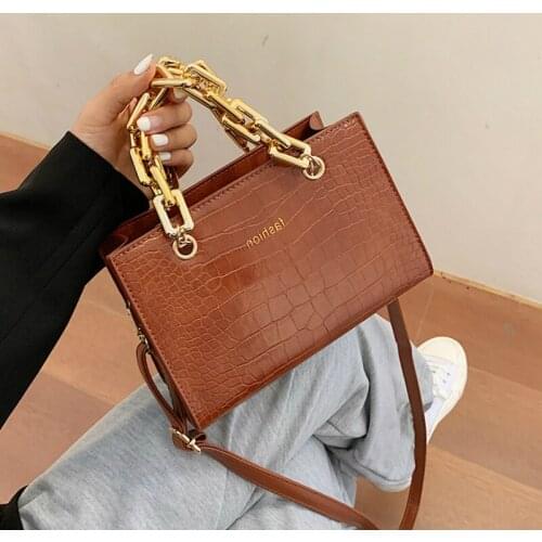 Gold Chain Stone Pattern Leather Crossbody Bags For Women Designer Small Handbags Chain Shoulder Messenger Bag Mini Purses