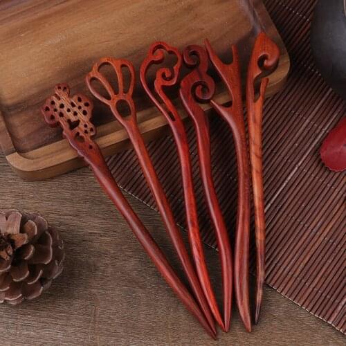 1PCS Vintage Wood Carved Hairpin Vintage Handmade Chopstick Hair Stick For Women Hair Accessories Retro Style Hair Styling Tools