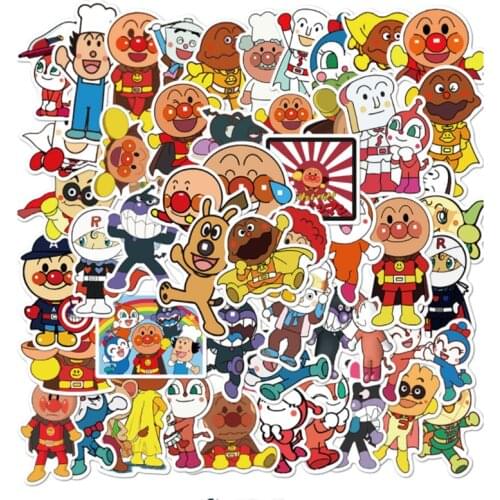 10/30/50Pcs Japanese animation Anpanman Graffiti Waterproof Skateboard Travel Suitcase Phone Laptop Luggage Stickers DIY Kids