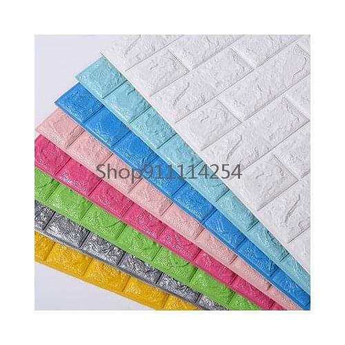 70X77cm 10pcs 3D Brick Wall Stickers Wallpaper Decor Foam Waterproof Wall Covering Wallpaper For Kids Living Room DIY Background