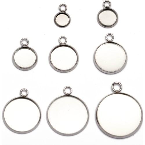 20pcs 25mm Big Size Stainless Steel Pendant Settings Cabochon Base Bezel Trays Blank Fit Cabochons Cameo DIY Jewelry Findings