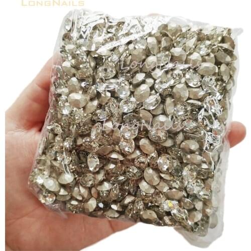 20pcs/Lot Oval Turtle Arc-Back Glass Rhinestones AB Colorful 8*10MM Clear/Champagne Gem-Jewel Decoration 2021 Nail Colostones 29