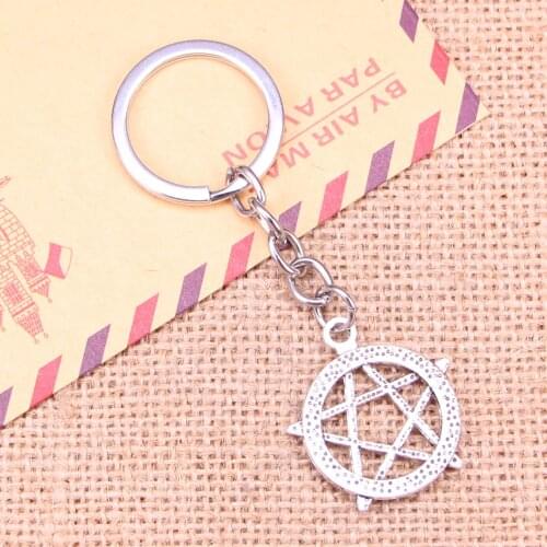 20pcs New Fashion Keychain 28mm star pentagram Pendants DIY Men Jewelry Car Key Chain Ring Holder Souvenir For Gift