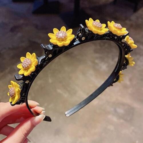 2021 Cute Girl Flower Double Bangs Hairstyle Fixed Braided Hairbands Kids Sweet Princess Hair Ornament Hairpin Hair Accessories