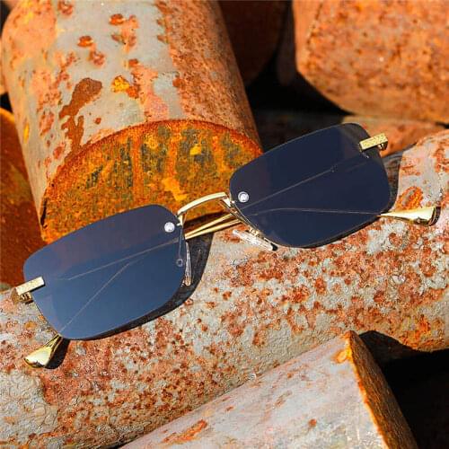 2021 Fashion Rimless Style Metal Vintage Sunglasses Women ins Pop Brand Design Sun Glasses Oculos De Sol 8085