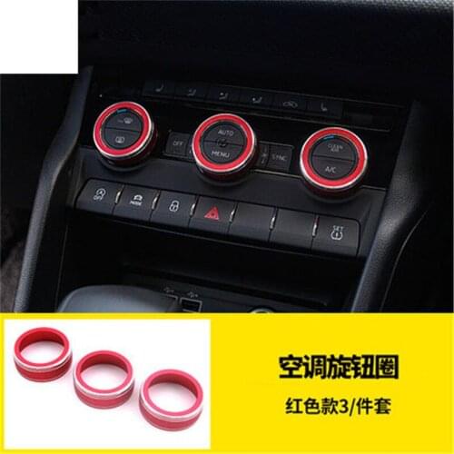 Free shipping 3pcs/lot Aluminum alloy air conditioning A knob decoration cover for 2018 SKODA KAROQ car accessories