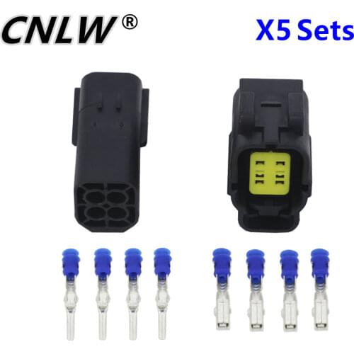 5 Sets 4 Pin DJ70416Y-1.8-11/21 Waterproof Electrical Wire Oxygen Sensor Plug Automobile Connector