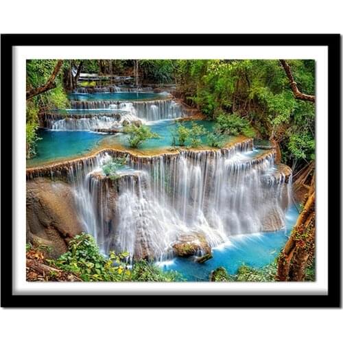 5D Diy diamond painting cross stitch "Scenic Waterfall" Full Square stone Diamond embroidery Needlework Rhinestone Crafts