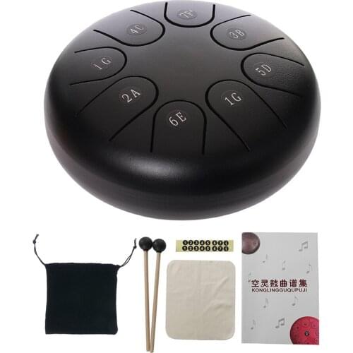 6 inch 8 Notes Tone Hand Pan Tank Ethereal Rhythm Drum with Bag Drumsticks Sticker for Beginner Percussion Musical Instrument
