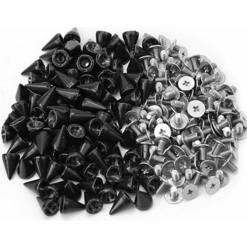 7x10mm Black Cone Studs And Spikes Craft Cool Punk Garment Rivets For Clothes Bag Shoes Leather DIY Handcraft