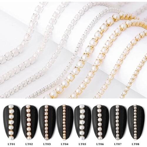 25 cm Shiny Nail Art Metal Crystal Chain Line Acrylic Glitter Striping DIY Manicure Decoration Accessories