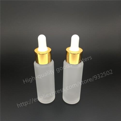 Free shipping 200PCS/lot 30ml Matte transparent glass essential oil bottle with tamper evident dropper, 1oz frosted glass bottle