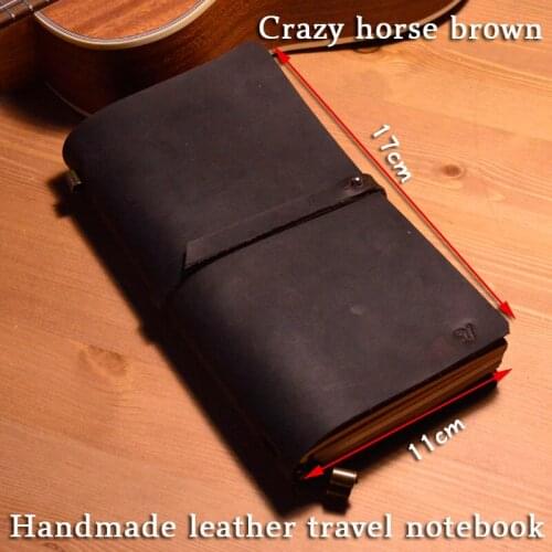 Soft leather journal travel notebook Handmade Vintage diary traveler cover refill 100g white paper Hand account Cowhide notepad