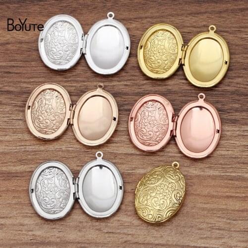 BoYuTe Factory Direct Wholesale (10 Pieces/Lot) 23*33*8MM Metal Brass Oval Shape Flower Floating Photo Locket Pendant