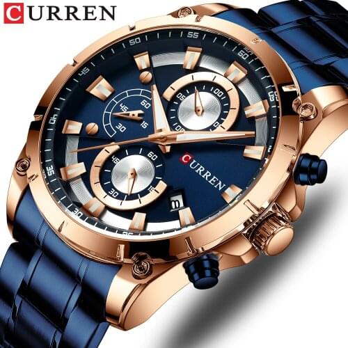 CURREN 8360 Watches Creative Design Watches Men Luxury Quartz Stainless Steel Wristwatch Chronograph Sport Watch Male Clock
