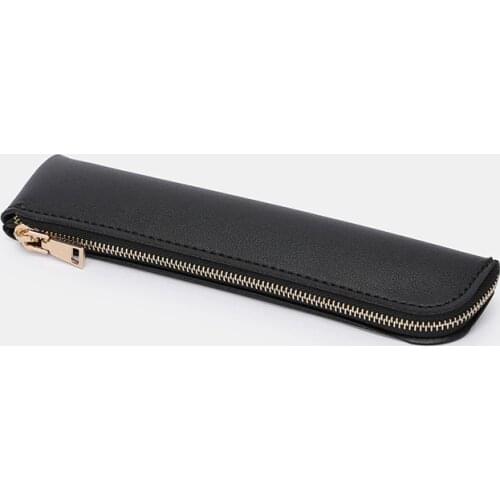 Mini pencil case exquisite simple solid color small capacity mini portable leather stationery bag