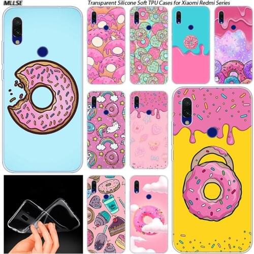 Hot Pink Donut Soft Silicone Case for Xiaomi Redmi K20 7 7A 5 5Plus 6 6A S2 Note 8 7 6 5 Pro Fashion Cover